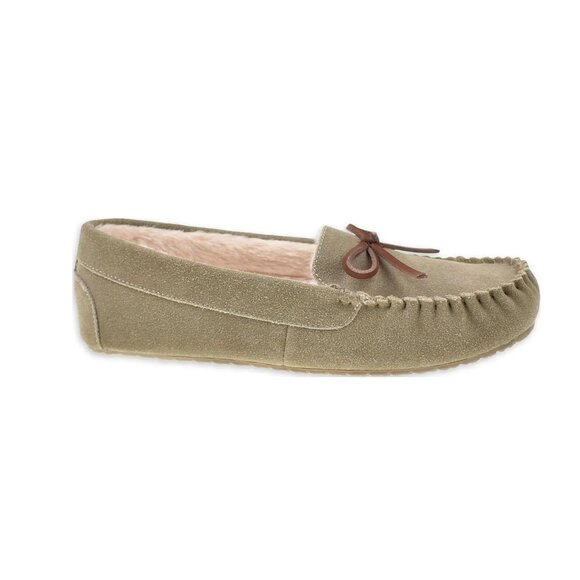 Secret Treasures Size 11 Slippers Genuine Suede Moccasin Plush Lining Bow Accent - Picture 4 of 10